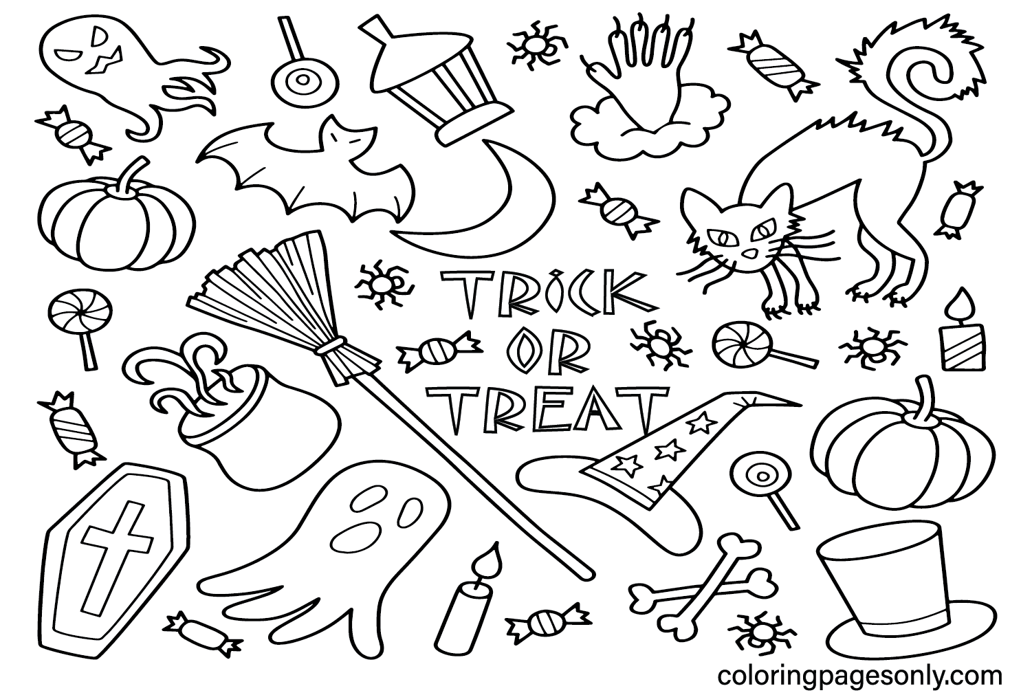 Free Trick or Treat Coloring Page
