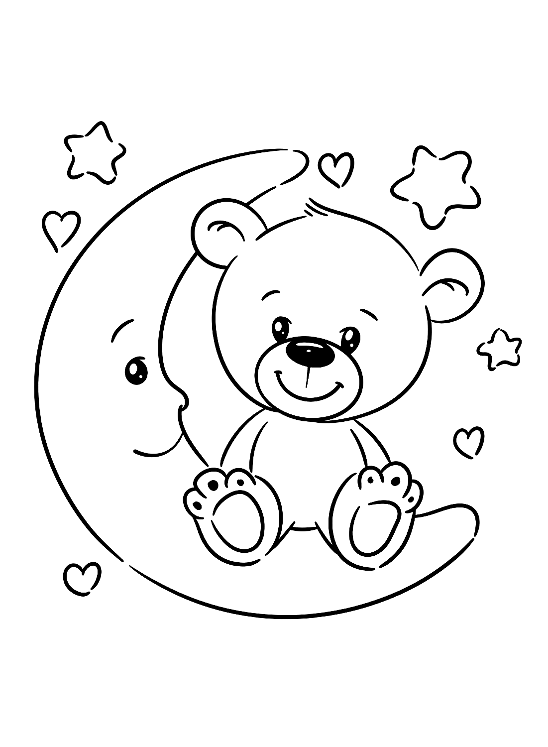 Fun moon and bear coloring pages