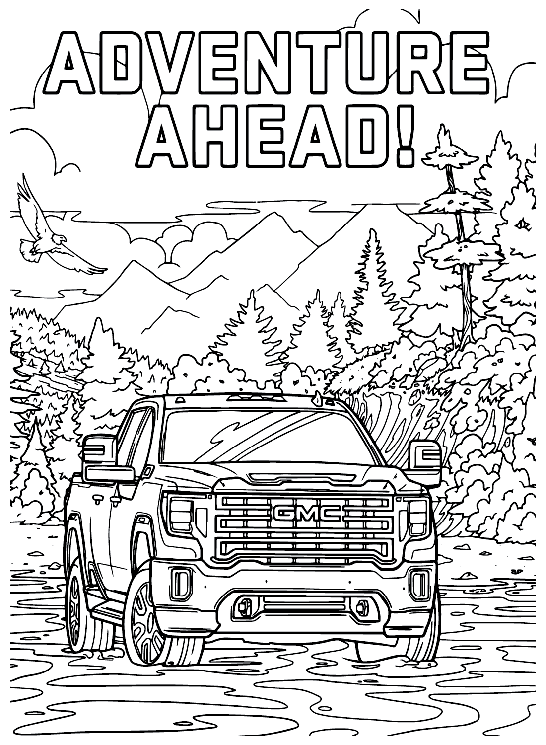 GMC Sierra HD AT4 Coloring Page from GMC