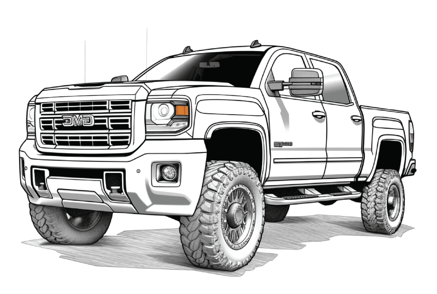 GMC Sierra HD Trucks Coloring Page - Free Printable Coloring Pages