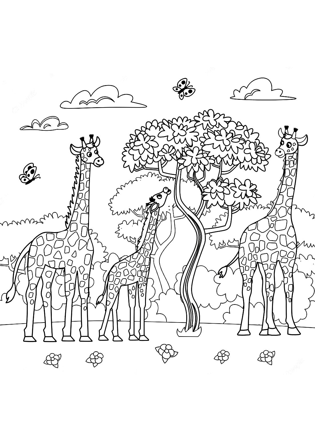Giraffes in the forest sheet