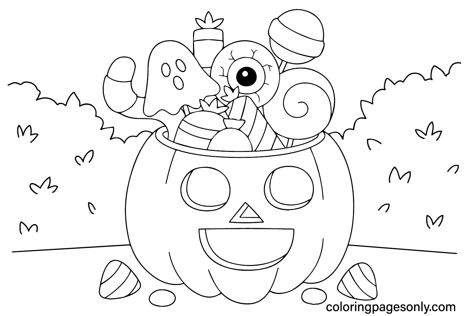 Halloween Candy Coloring Page PDF