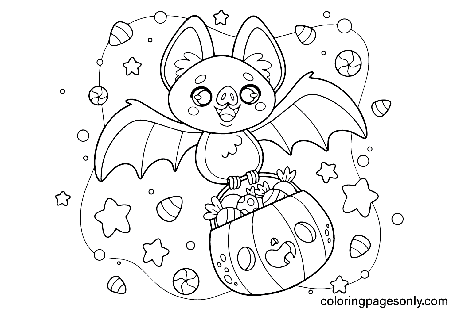 Halloween Candy Coloring Page PNG