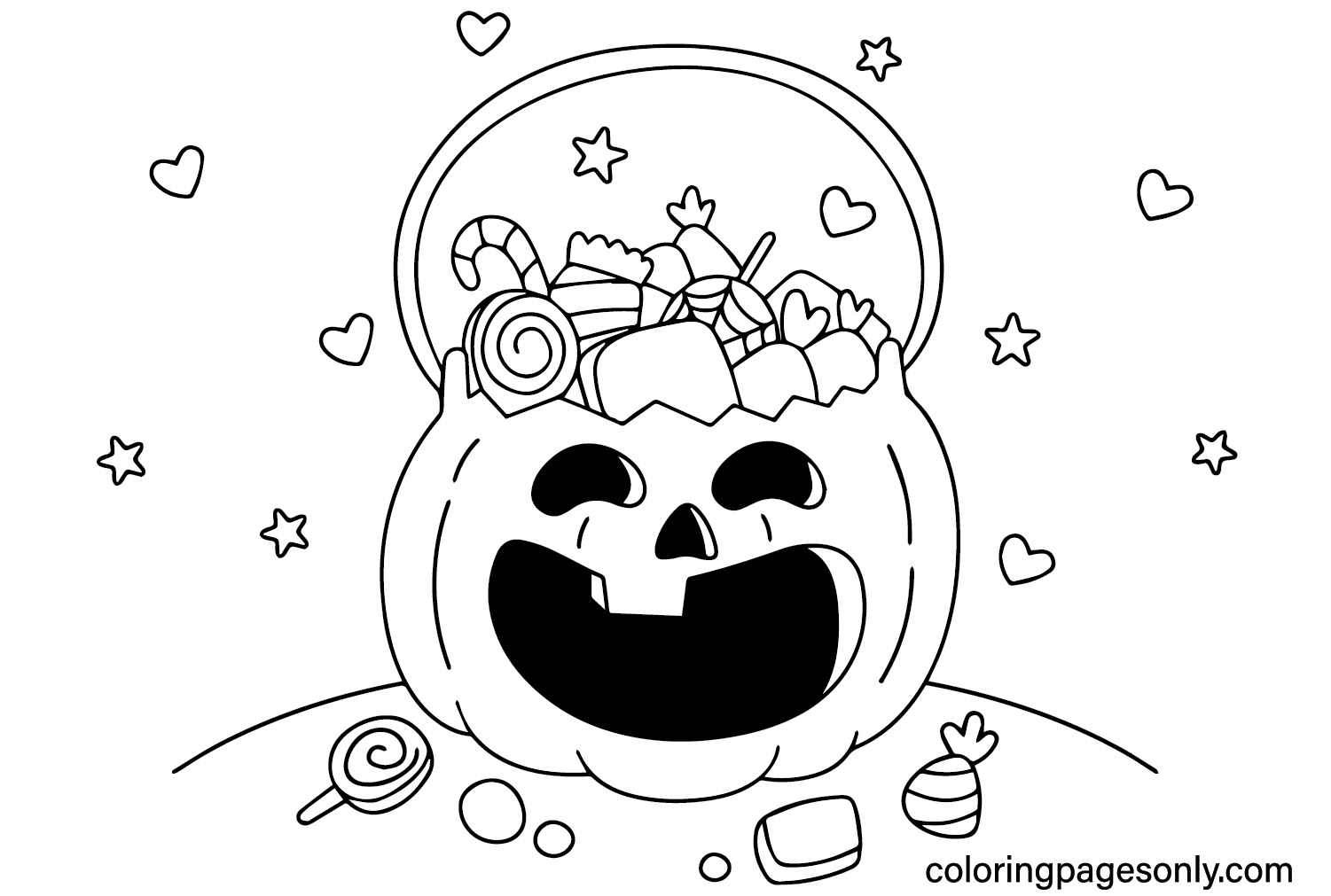 Halloween Candy Coloring Sheet for Kids