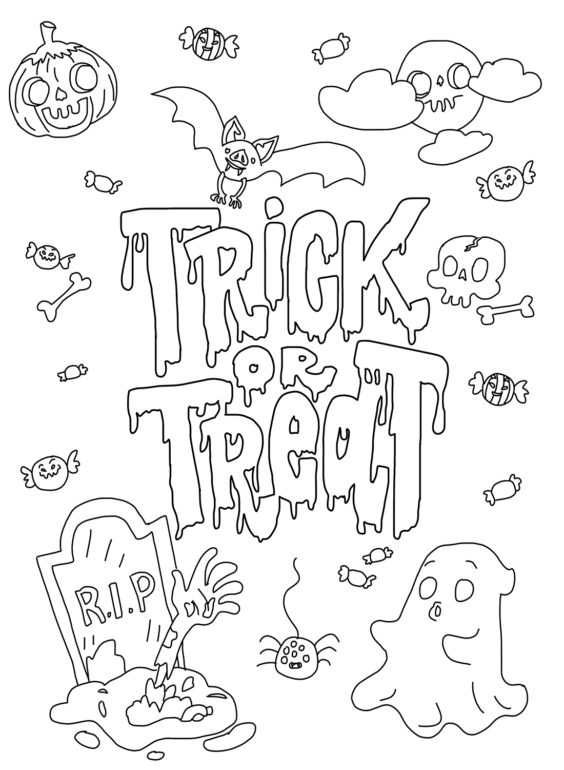 Páginas para colorear de Feliz Halloween de Spooktacular Halloween