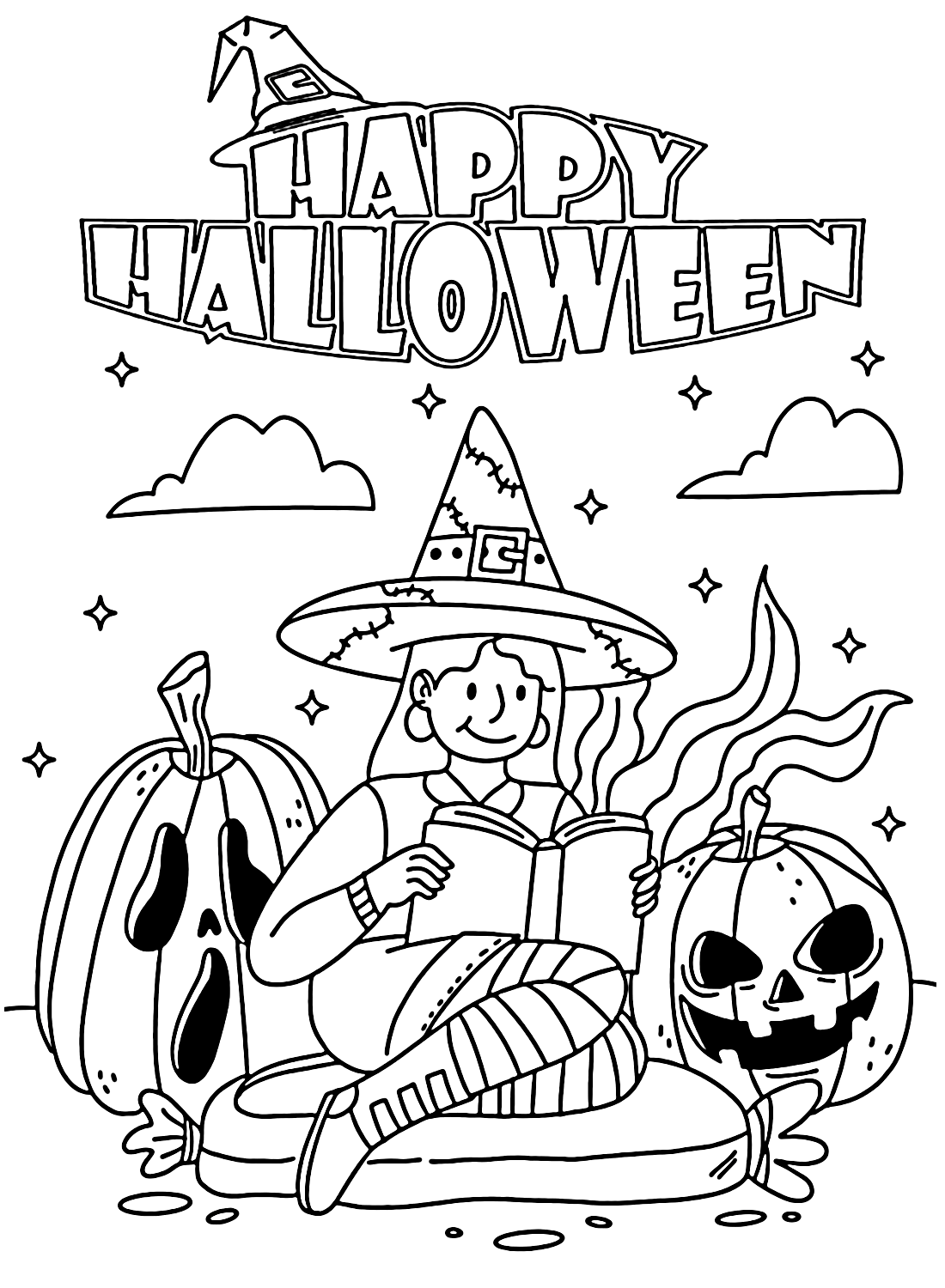 Páginas para colorear de Feliz Halloween imprimibles de Feliz Halloween