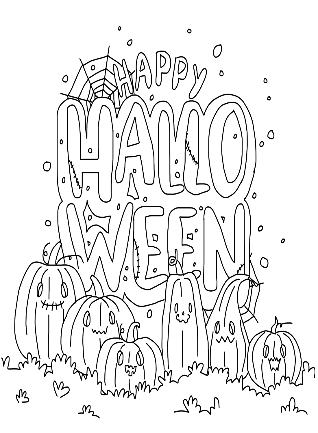 Happy Halloween Pumpkin Coloring Pages from Happy Halloween