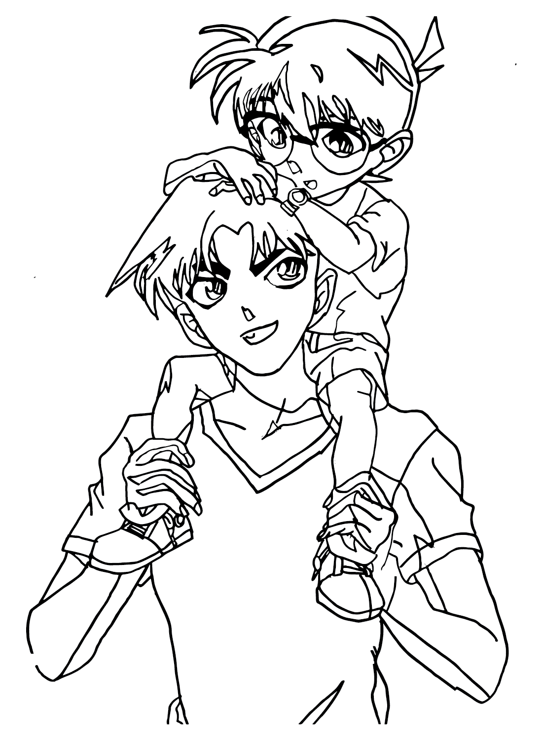 Hattori Heiji and Conan Coloring Page to Print