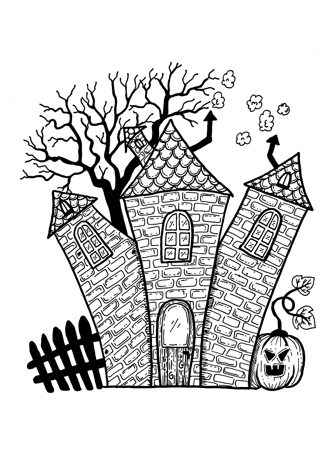 Haunted house coloring pages for adults