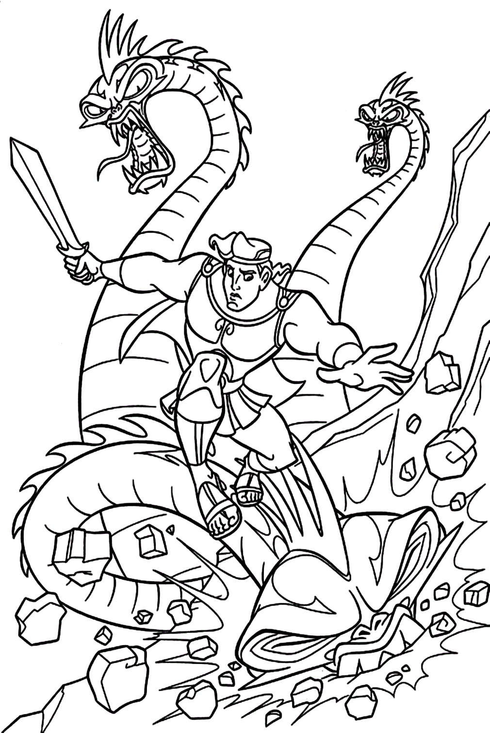Hercules And Hydra Coloring Page