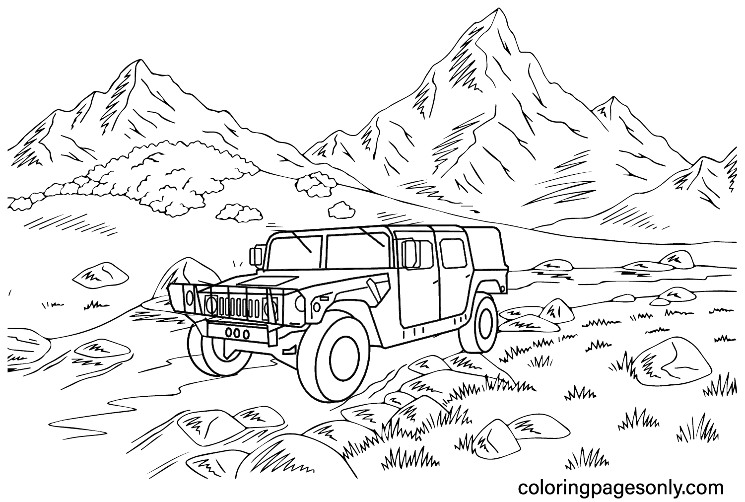 Hummer Car Coloring Page - Free Printable Coloring Pages