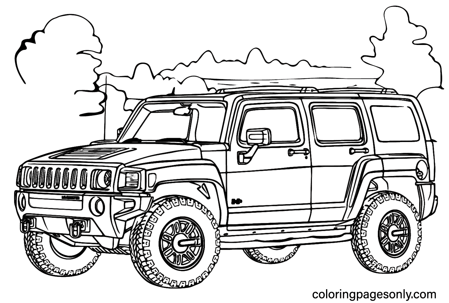 Feuille de coloriage de voiture Hummer de Hummer