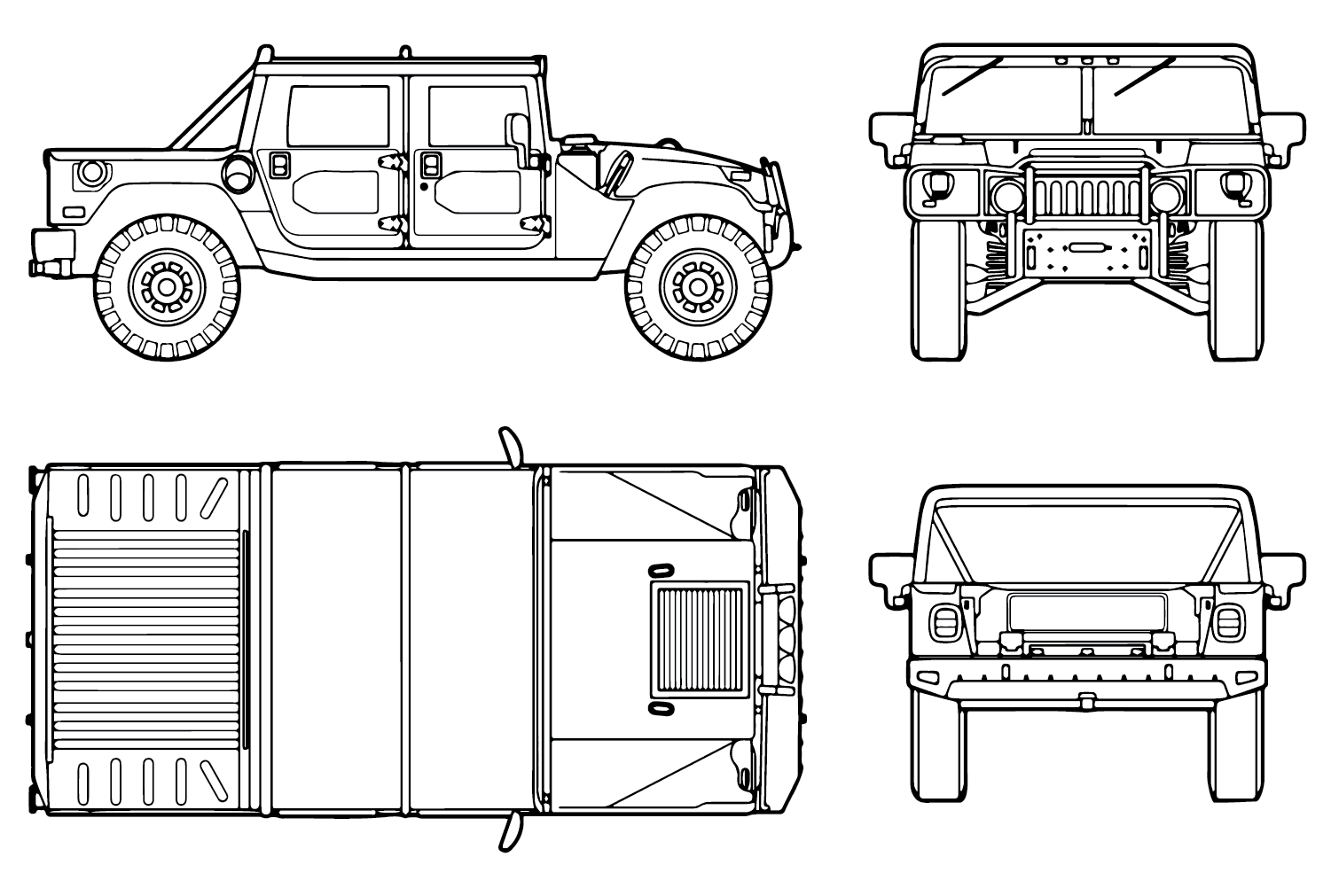 Página para colorir do Hummer H1 do Hummer