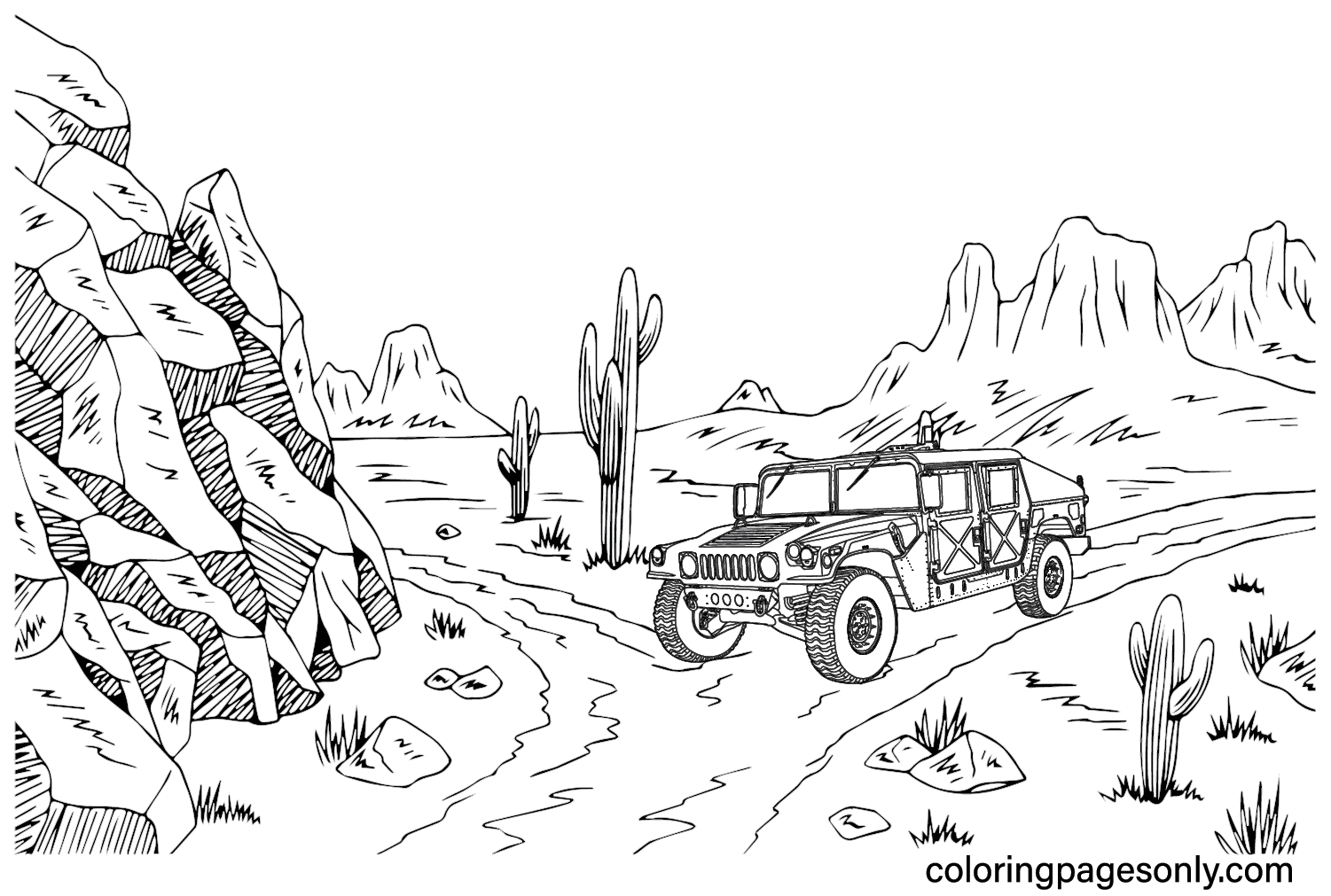 Hummer HMMWY M998 Coloring Page