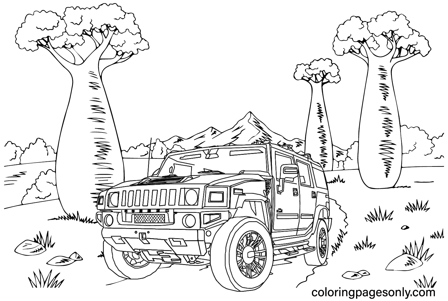 Images Hummer à colorier de Hummer