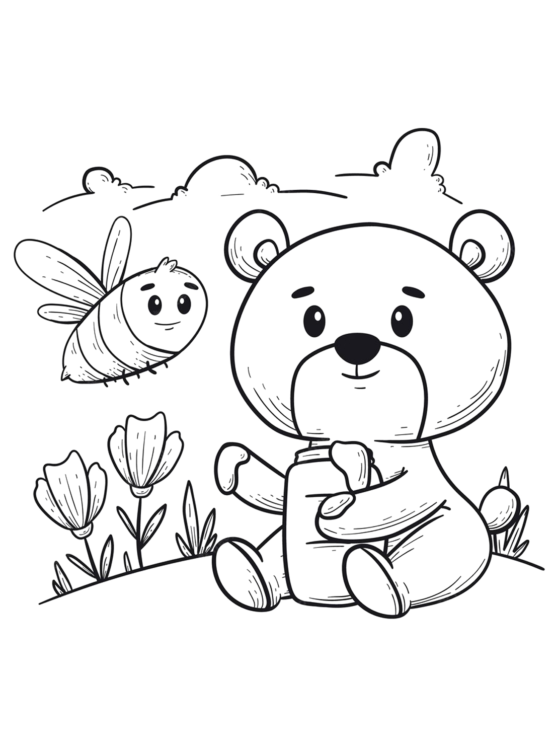 Insect and Teddy bear color sheet