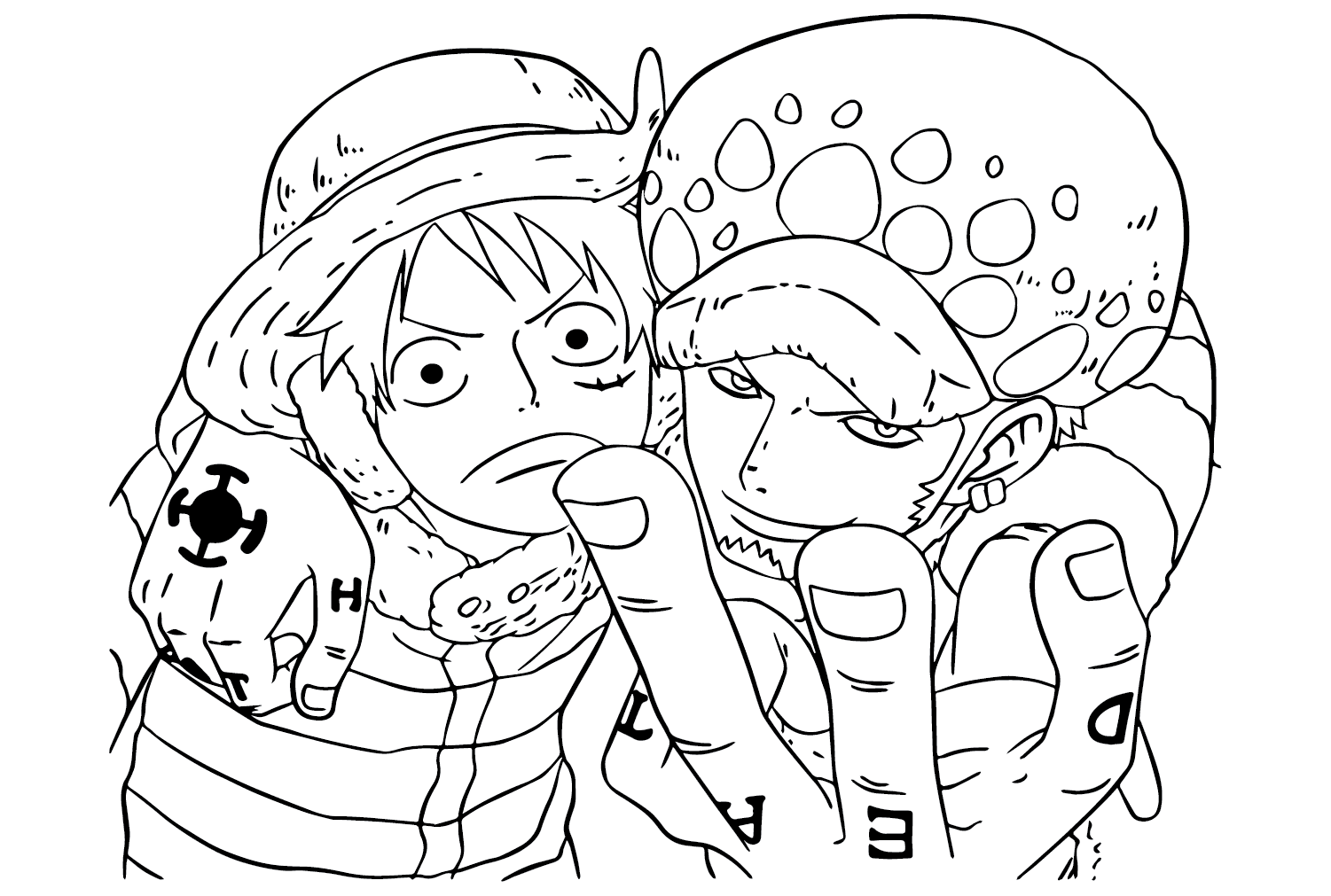 Luffy and Law Coloring Page from Luffy