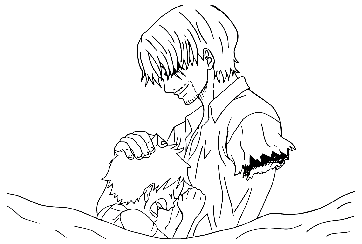Luffy and Shanks Coloring Page