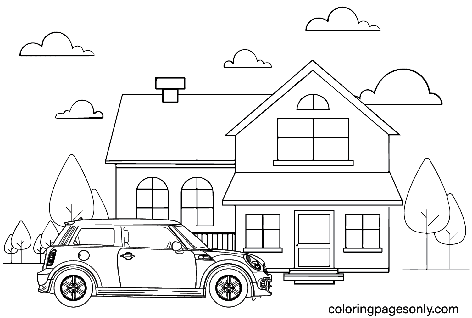 Mini Cooper S Hatchback Coloring Page from Mini Cooper