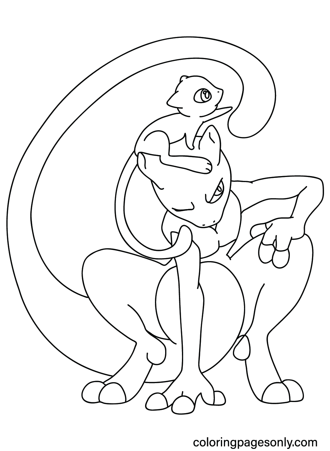 Mew and Mewtwo Coloring Sheet for Kids