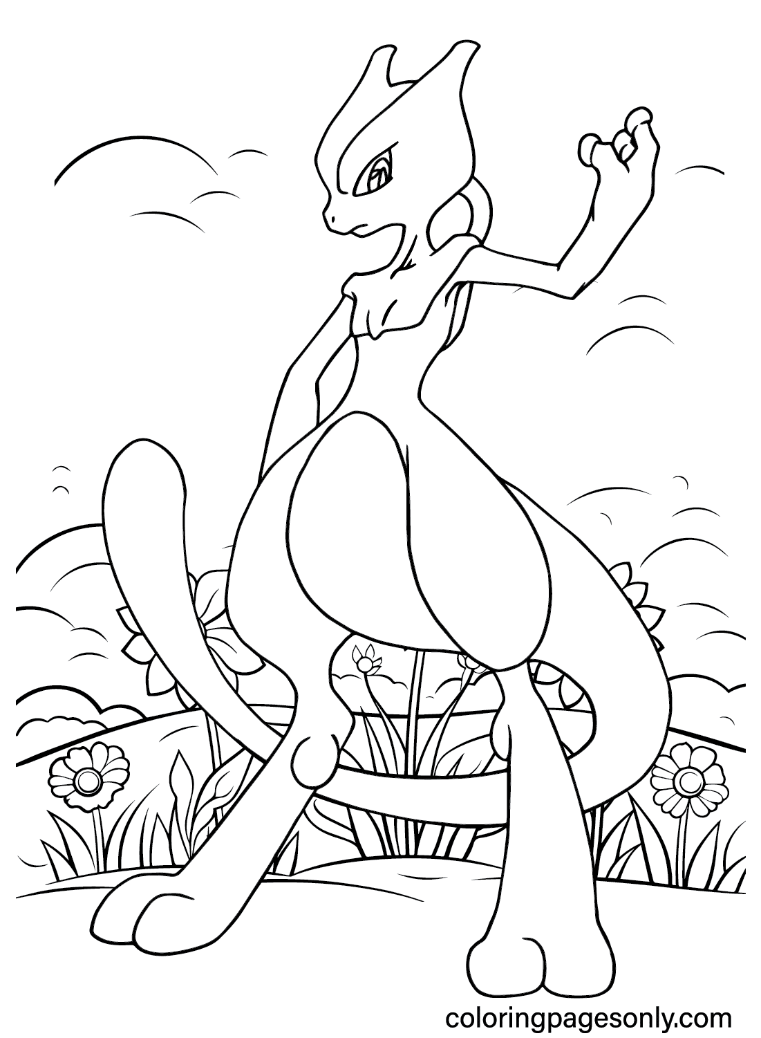 Drawing Of Mewtwo Coloring Page - Download & Print Online Coloring