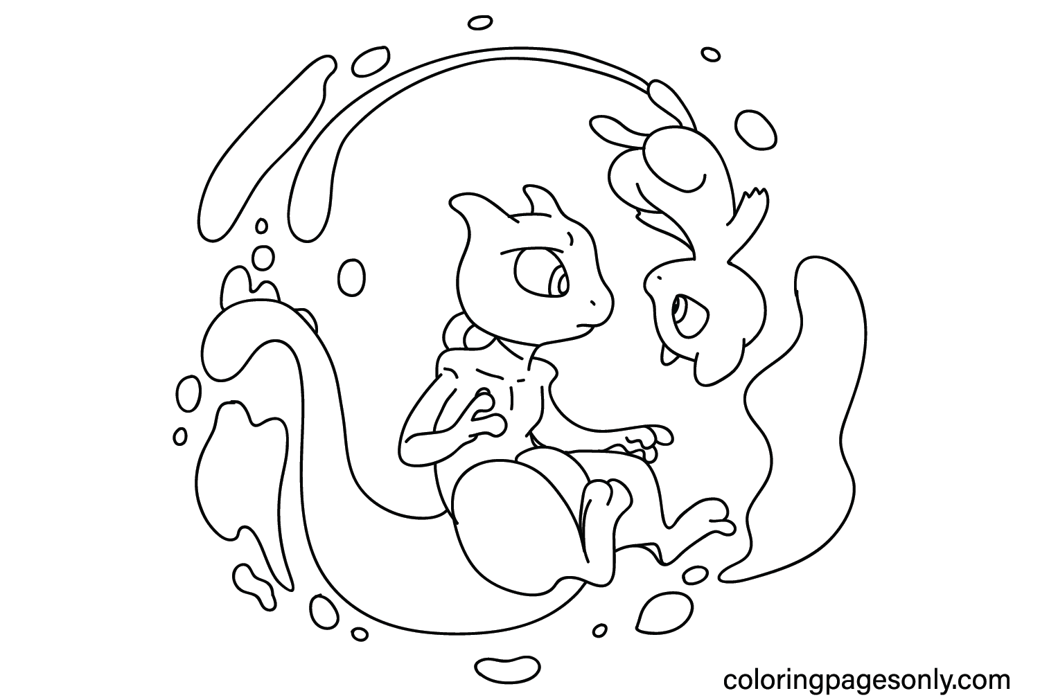 Mewtwo, Mew Coloring Pages to Download from Mew