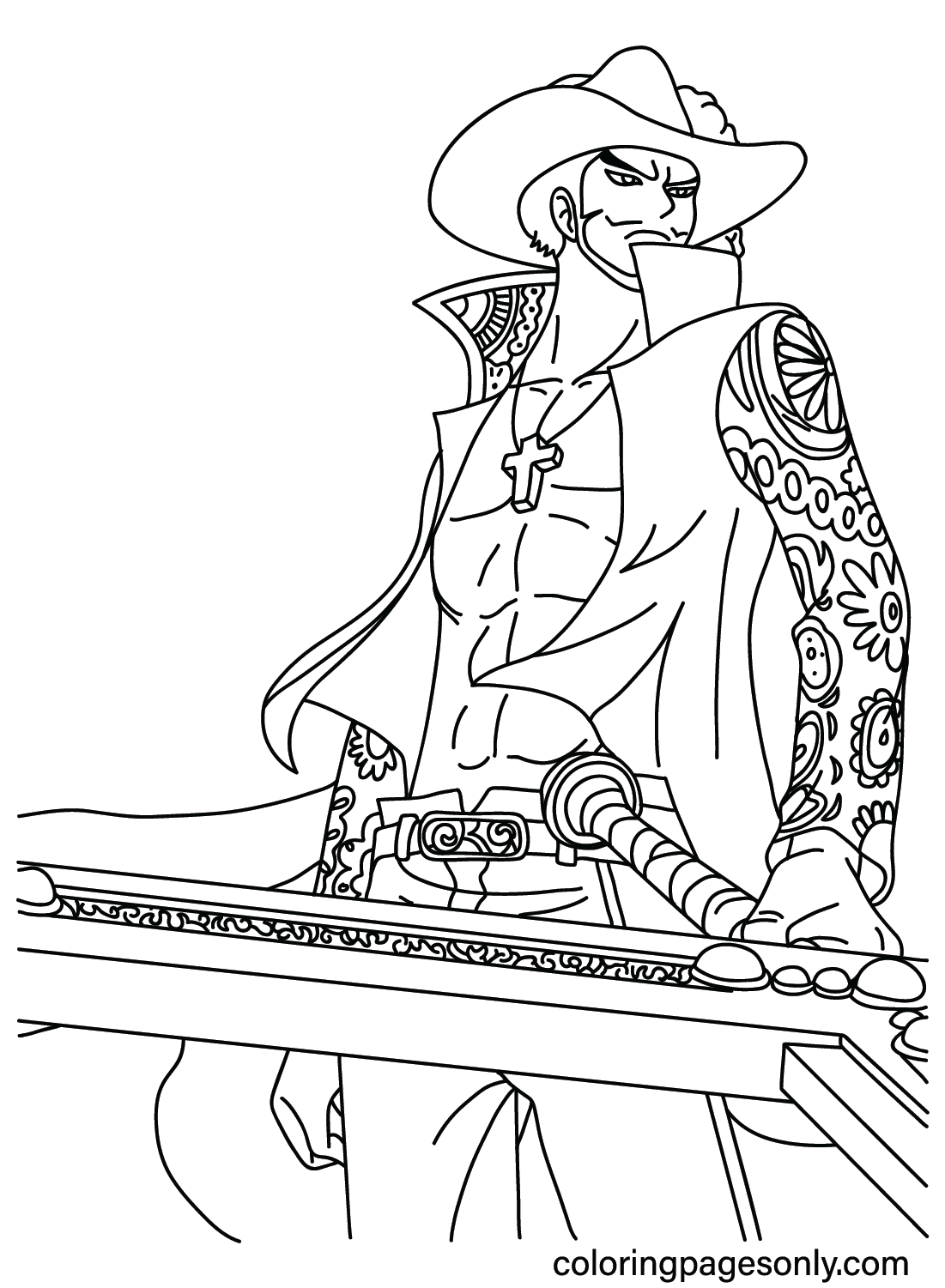 Mihawk Dracule Coloring Pages to for Kids