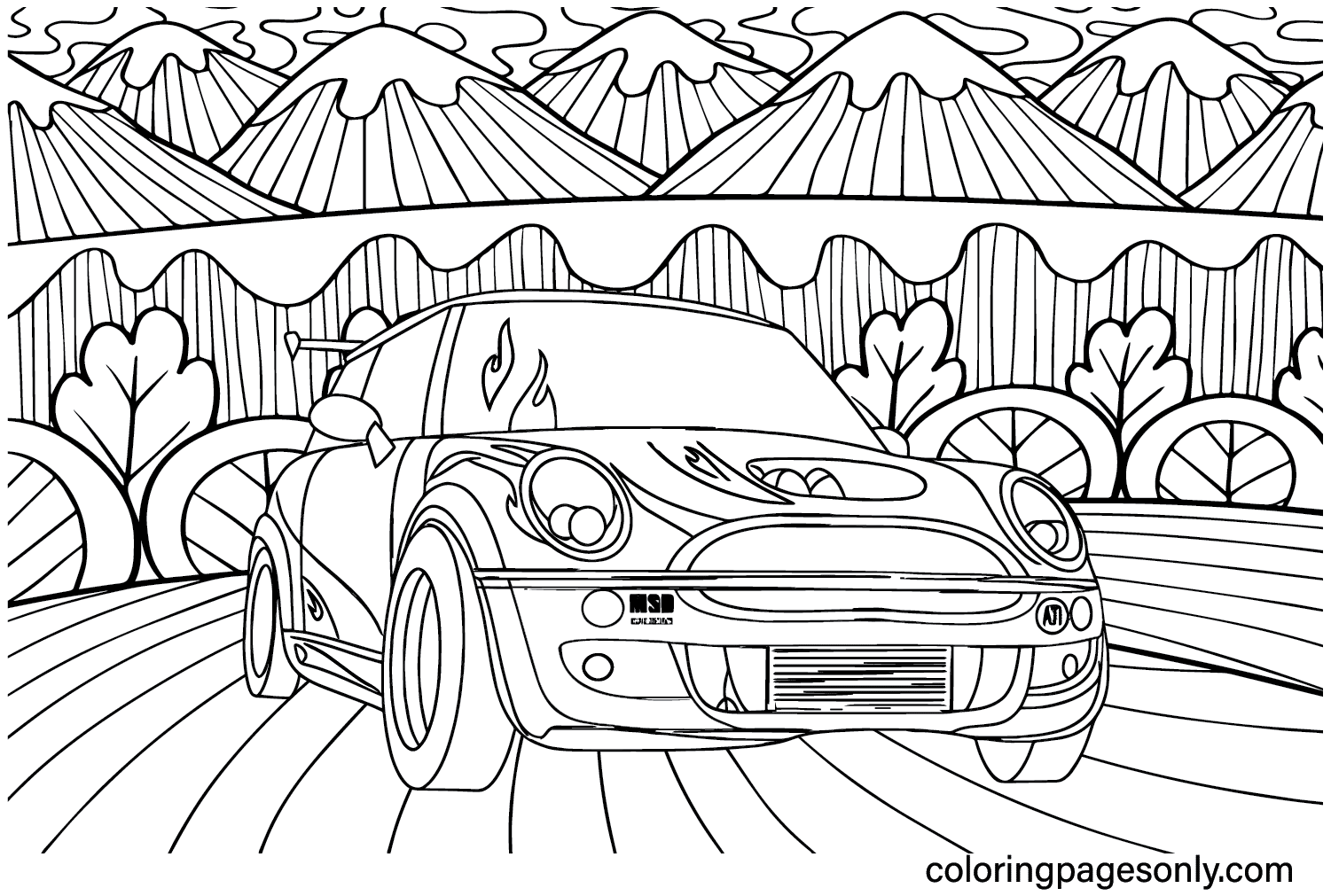 Mini Fireball Racing Coloring Page