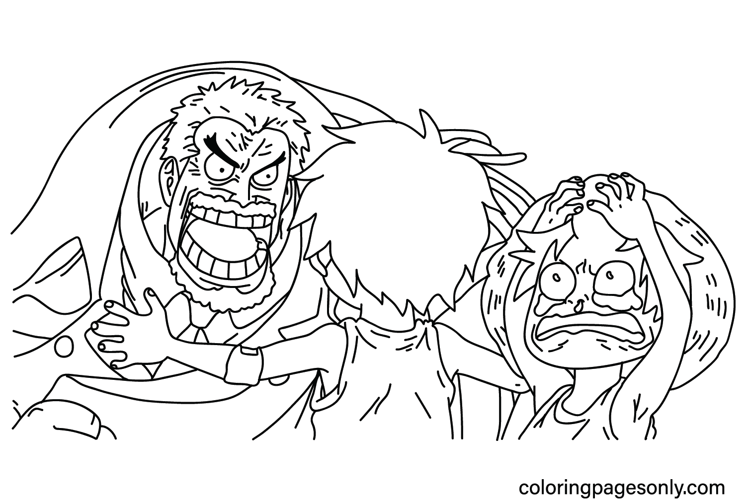 Monkey D. Garp, Ace, Luffy Coloring Page from Luffy