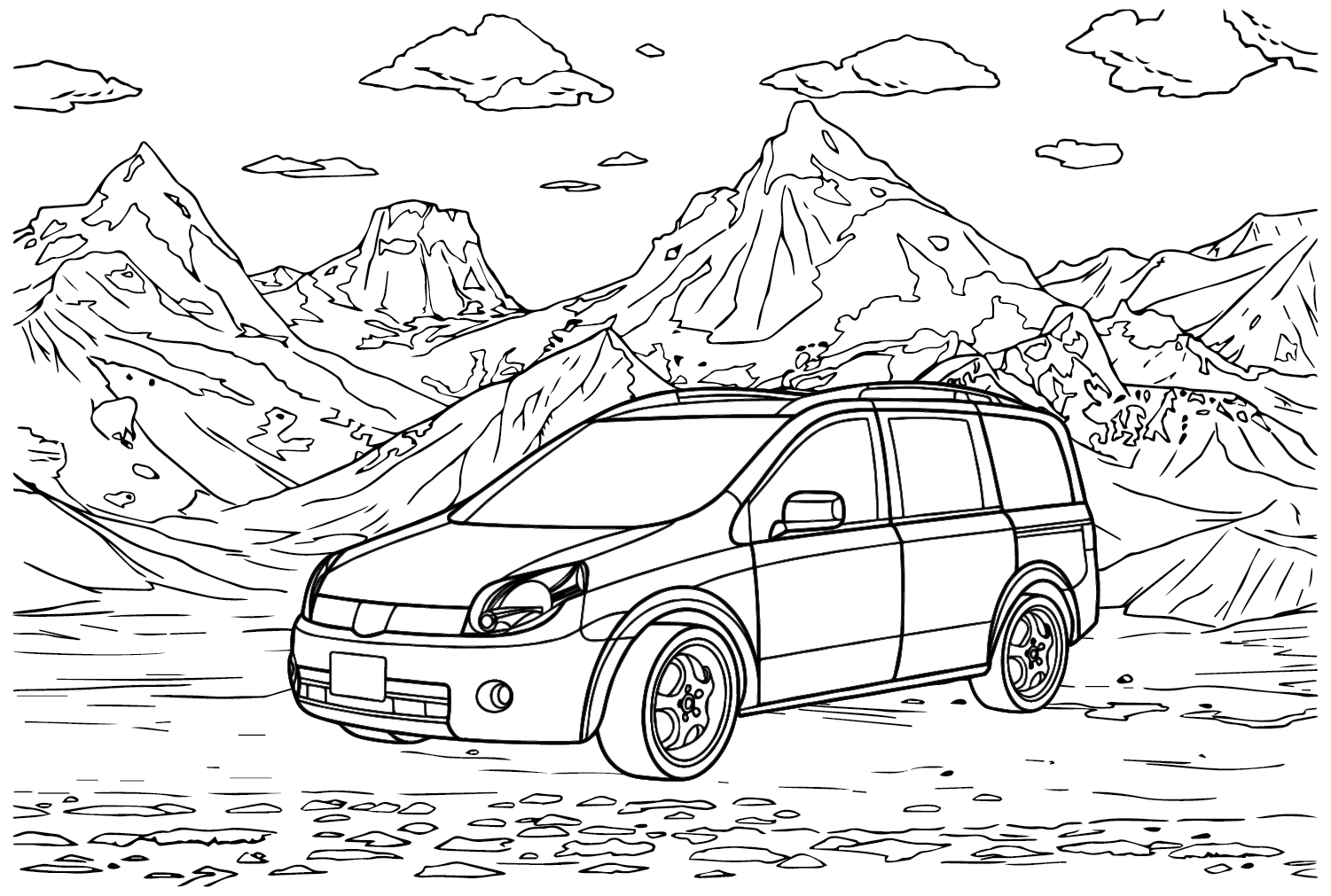 Coloriage Nissan Lafesta Minivan de Nissan