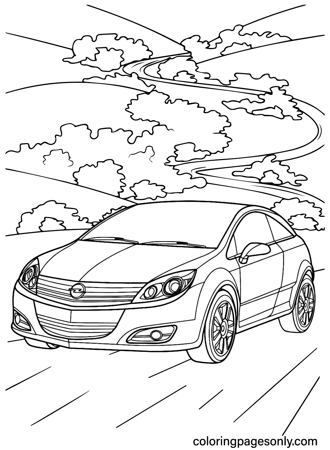 Opel Astra GTC Coloring Page from Opel