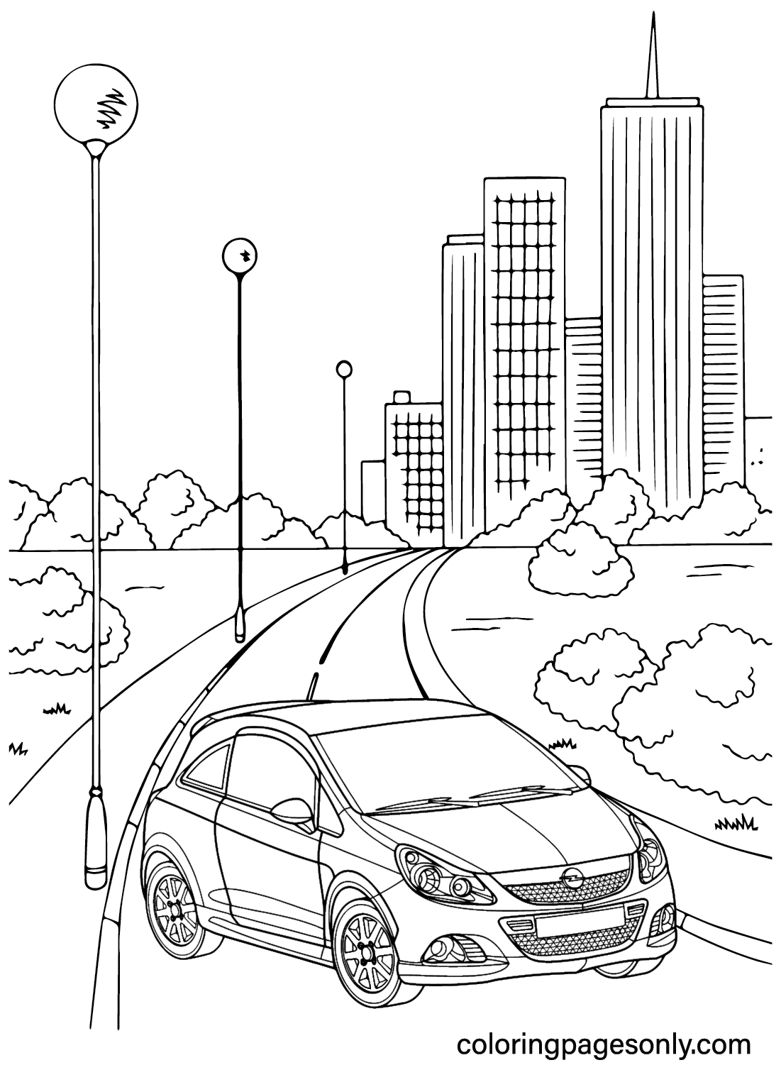 Opel Corsa OPC Coloring Page from Opel