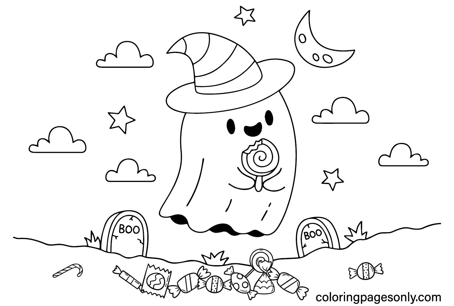 Pictures Halloween Candy Coloring Page