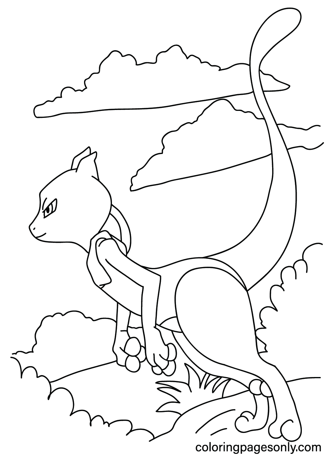 Print Mewtwo Coloring Page from Mewtwo