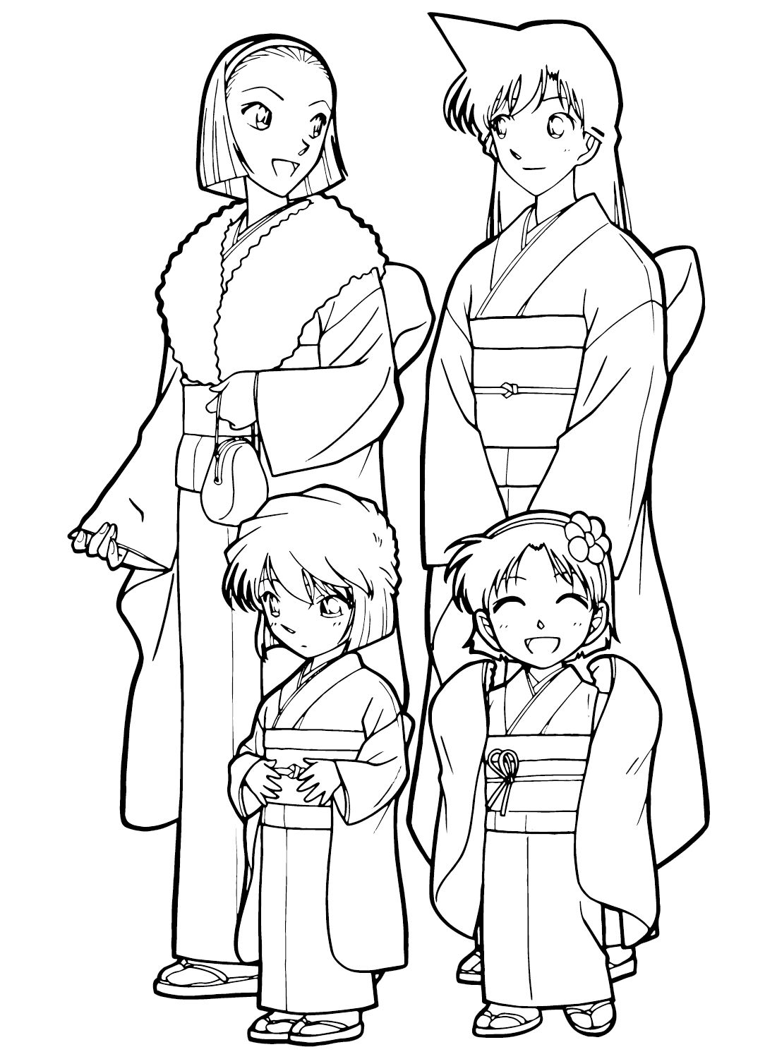 Ran, Haibara, Sonoko en Ayumi kleurplaat