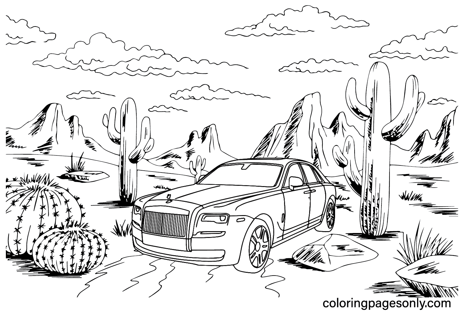 Rolls Royce Ghost Coloring Page