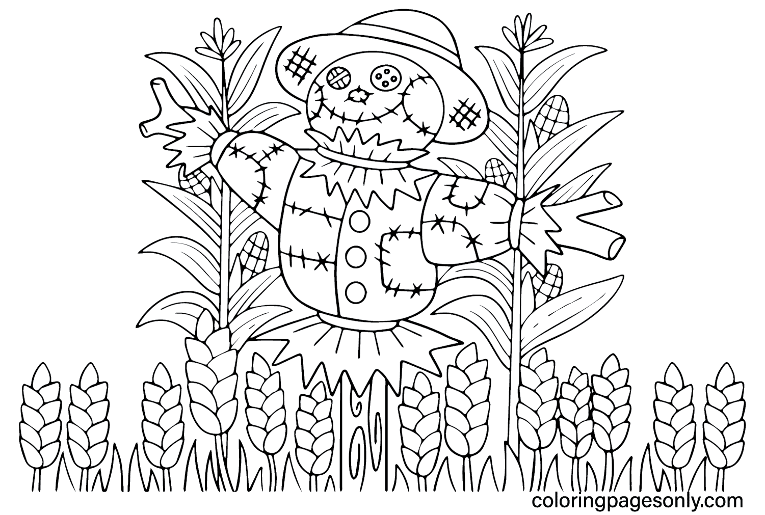 Scarecrow Coloring Page Free