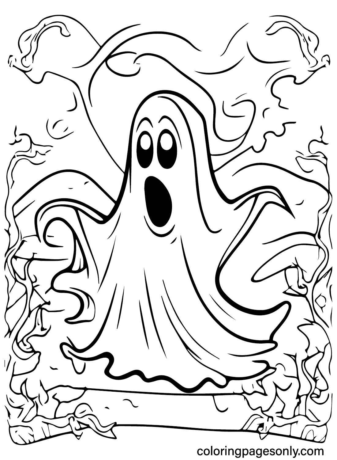 Scary Halloween Coloring Book Page