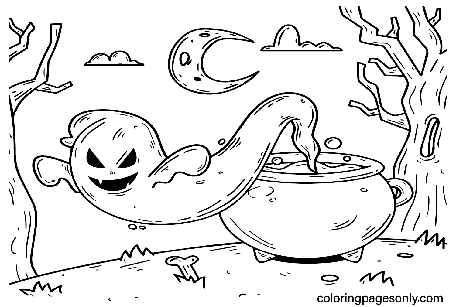صفحات تلوين الهالوين المخيفة للبالغين من Spooktacular Halloween