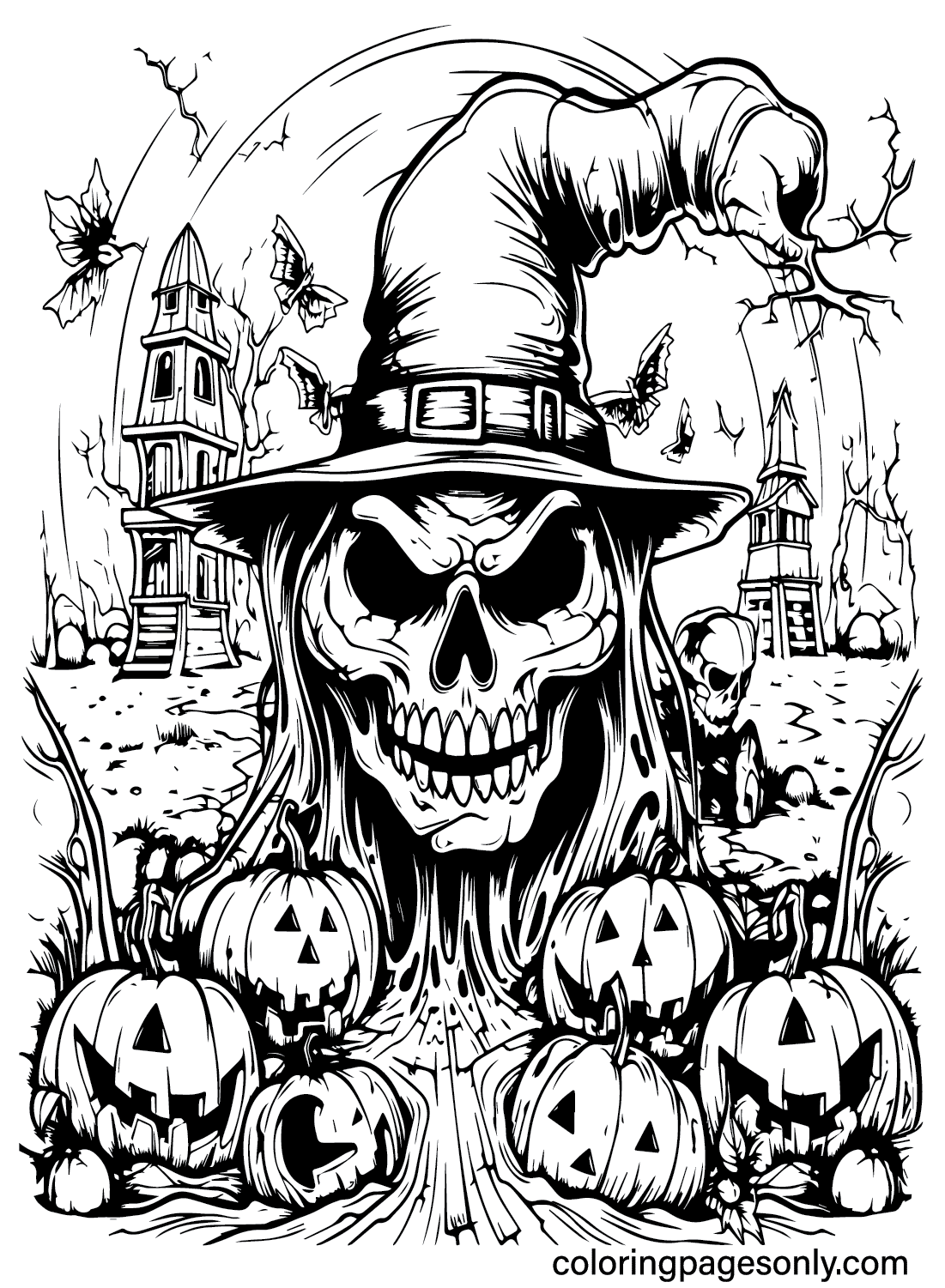 Scary Halloween Images to Color - Free Printable Coloring Pages