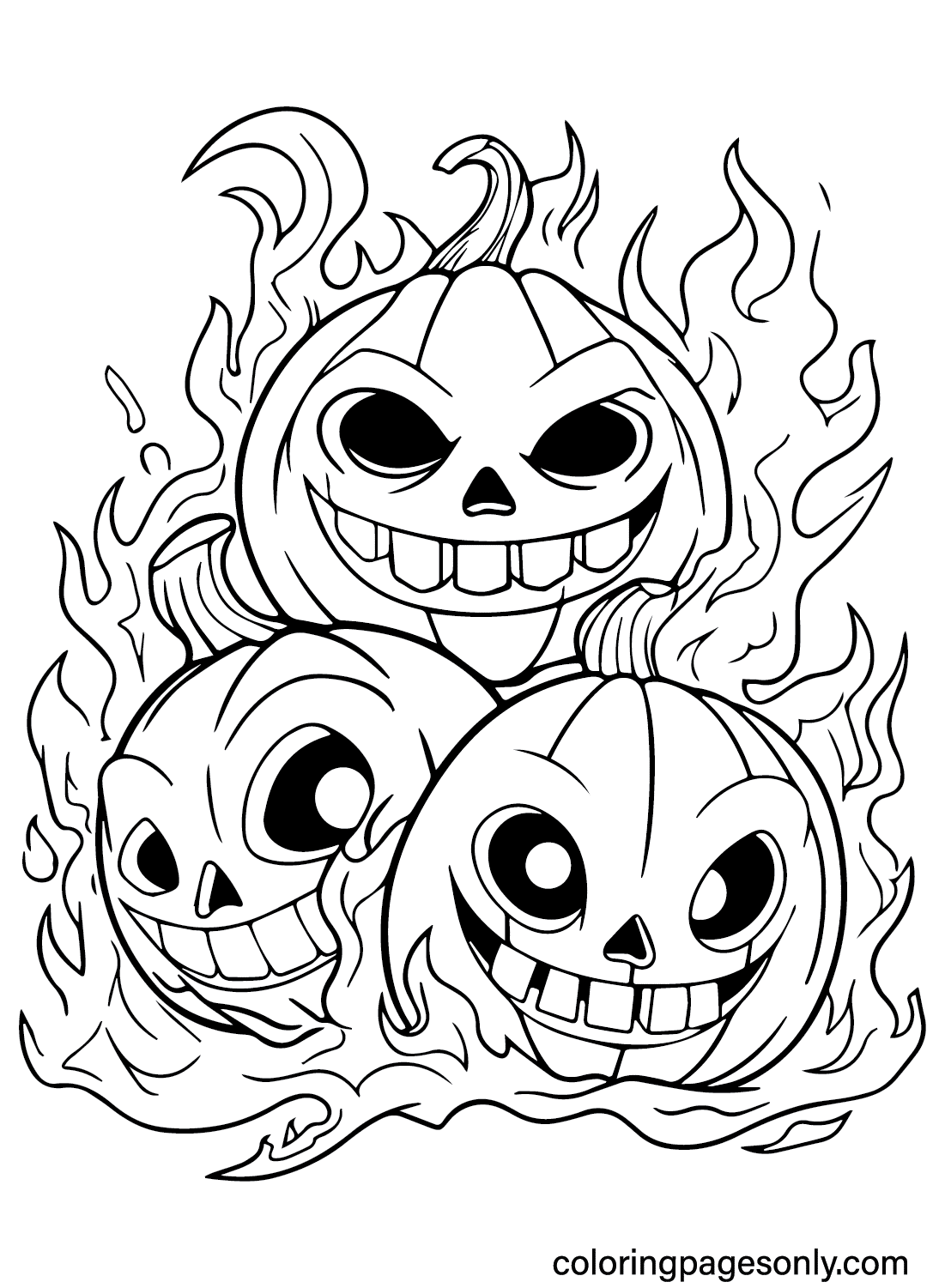 صفحة تلوين القرع الهالوين المخيفة من Spooktacular Halloween