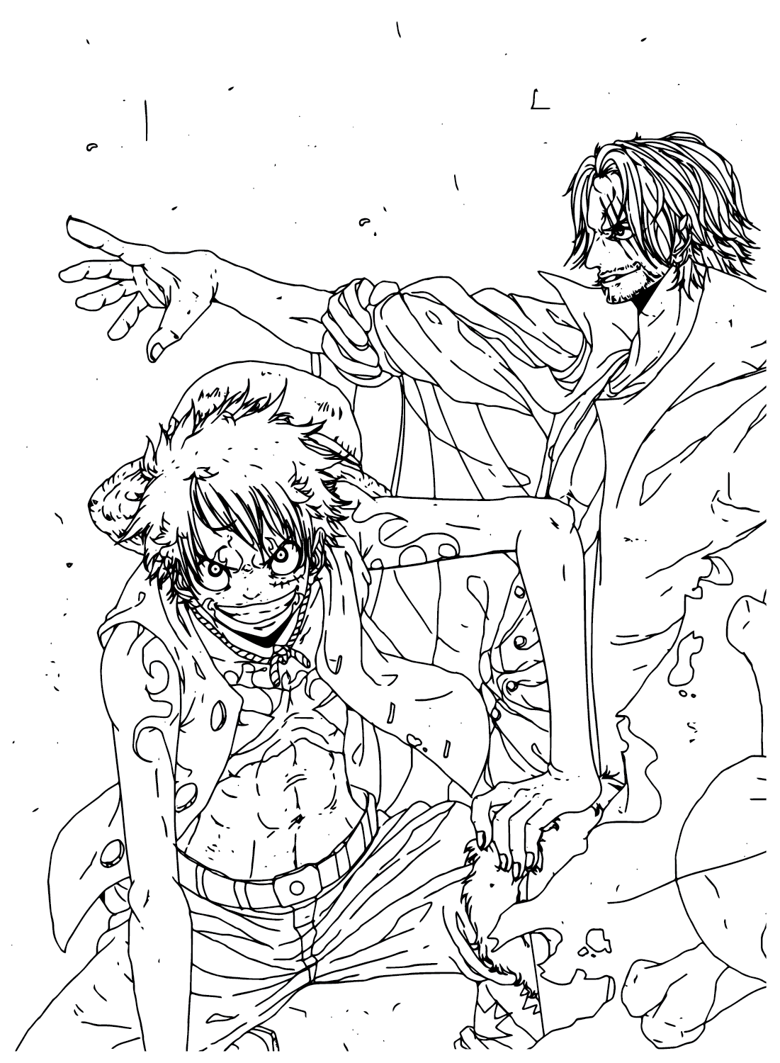 Shanks and Luffy Picture to Color