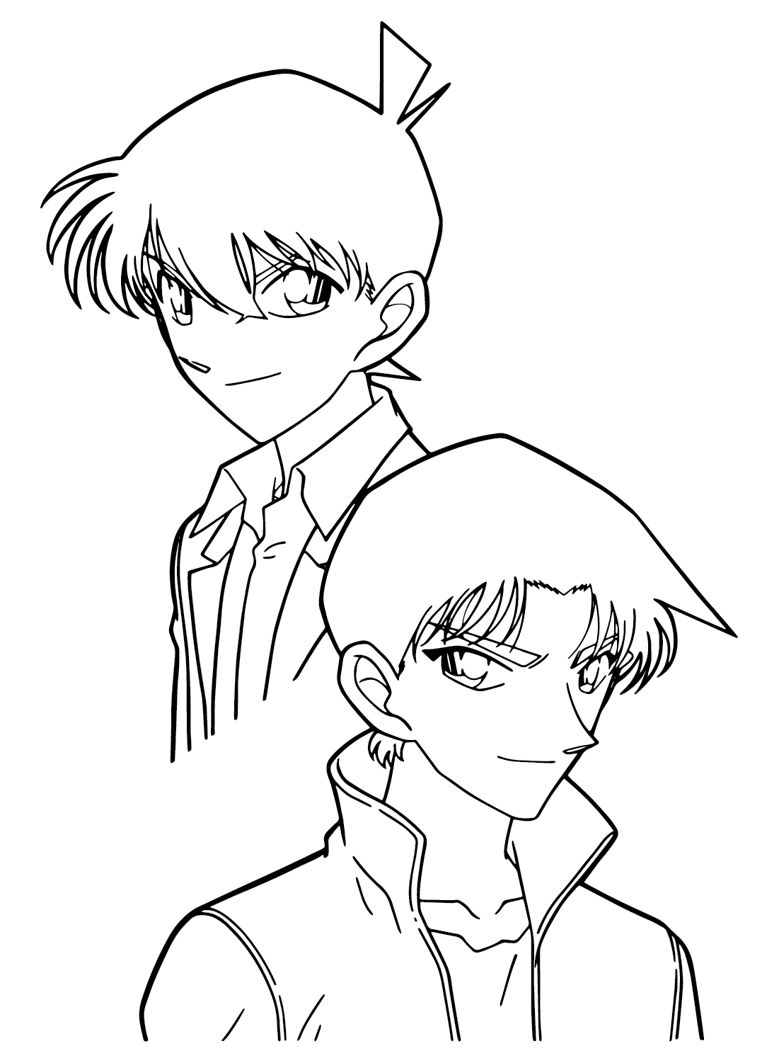 Shinichi Kudo and Hattori Heiji Coloring Page from Hattori Heiji