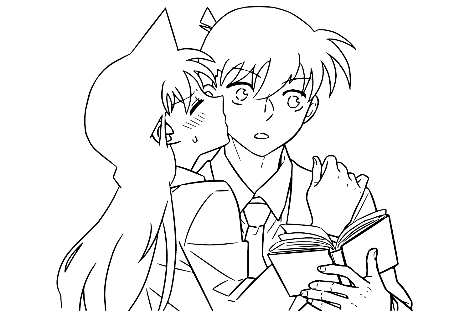 Shinichi and Ran Coloring Page from Shinichi Kudo