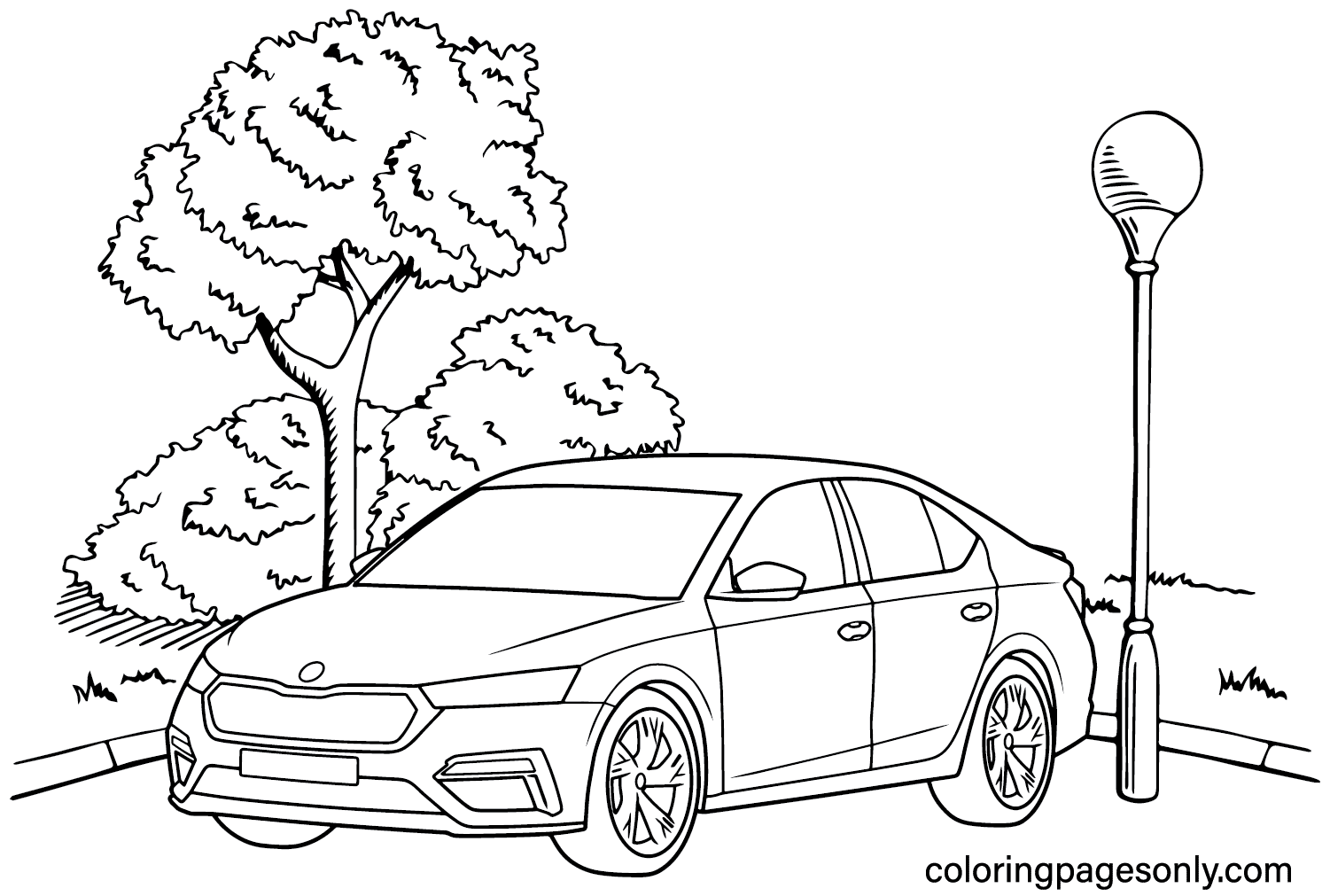 Skoda Octavia RS 2021 Coloring Page from Skoda