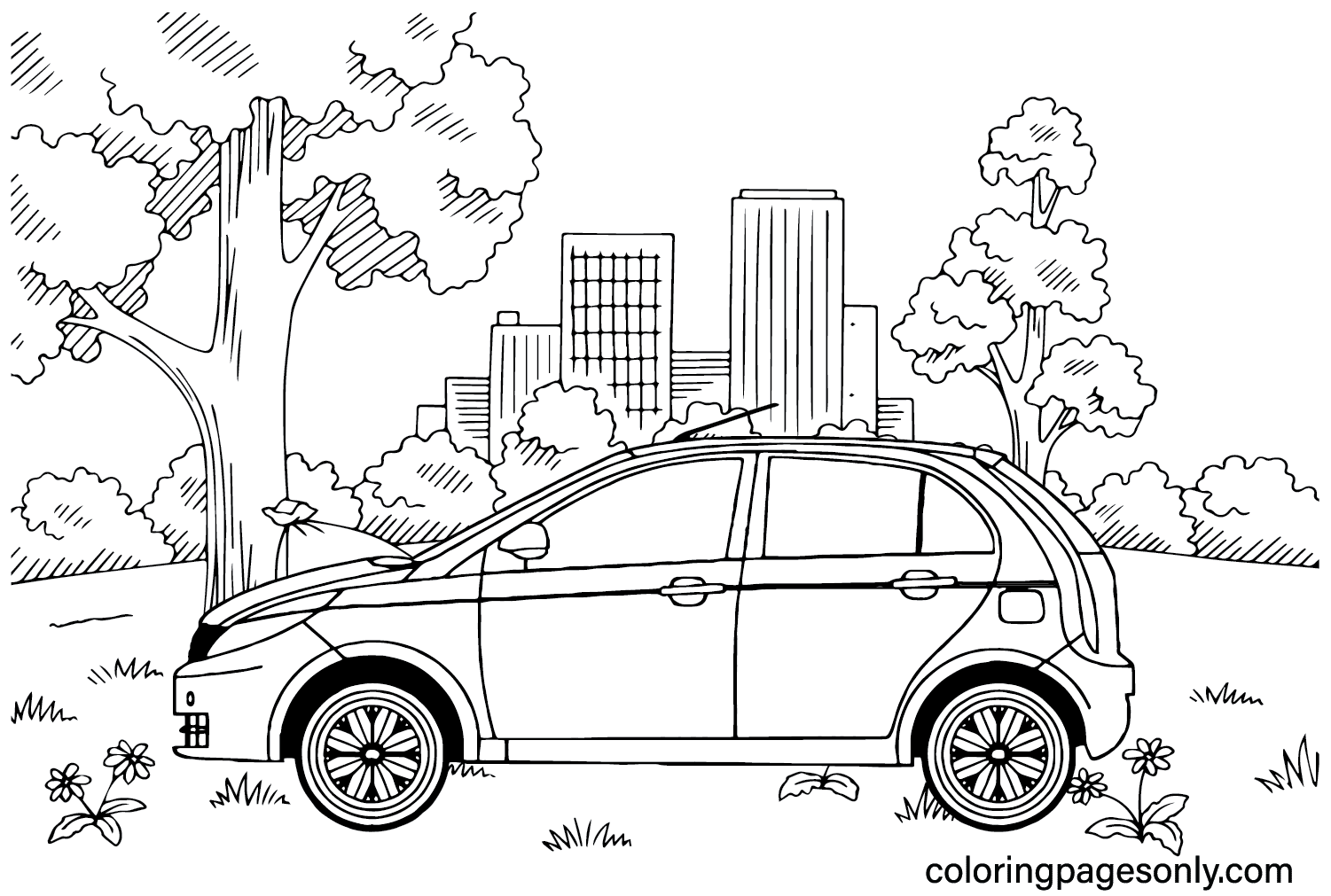 Tata Indica Vista 90 Hatchback Coloring Page from Tata
