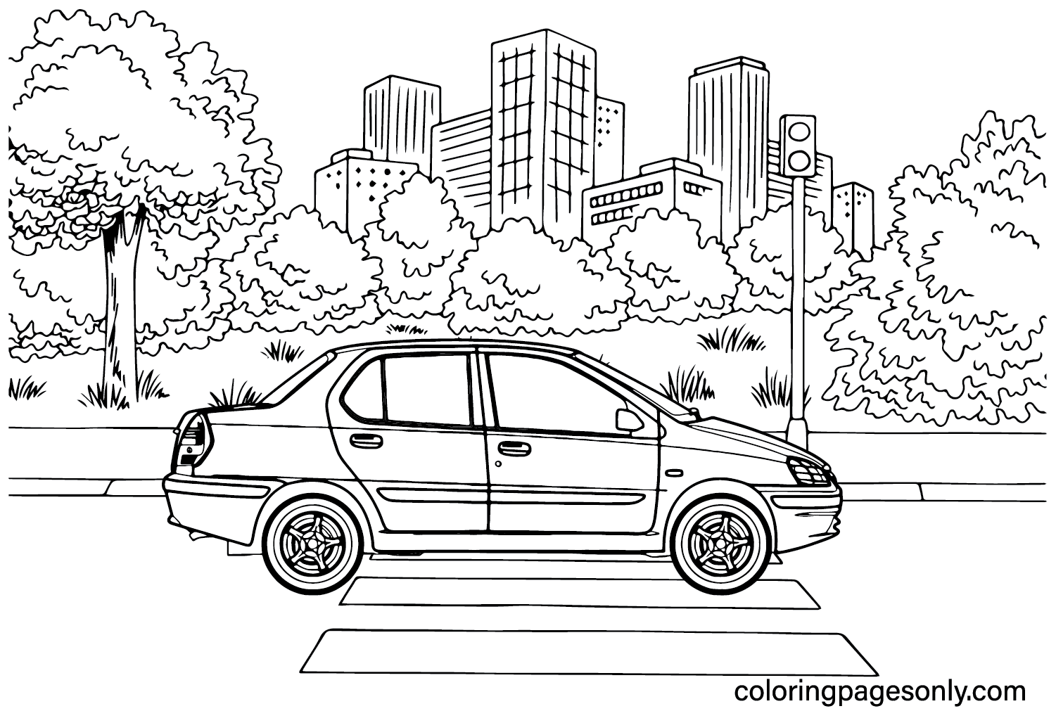 Tata Indigo TDi Sedan Coloring Page from Tata