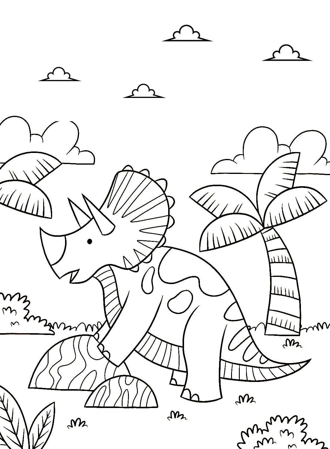 Dibujos para colorear imprimibles de Triceratops