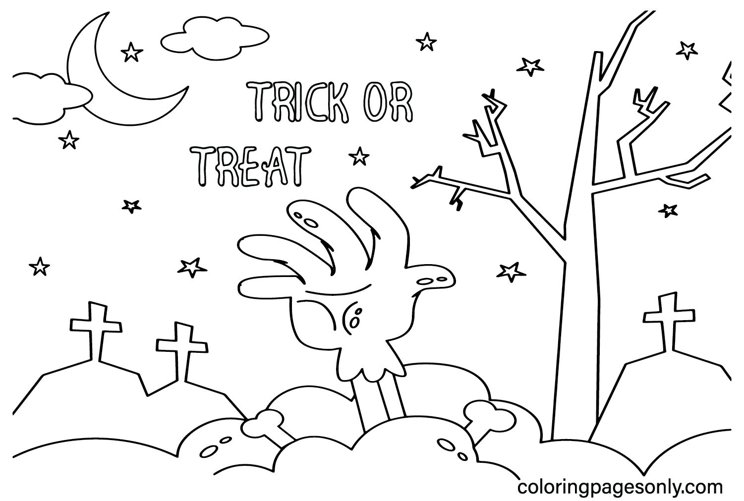 Trick or Treat Coloring Page PDF