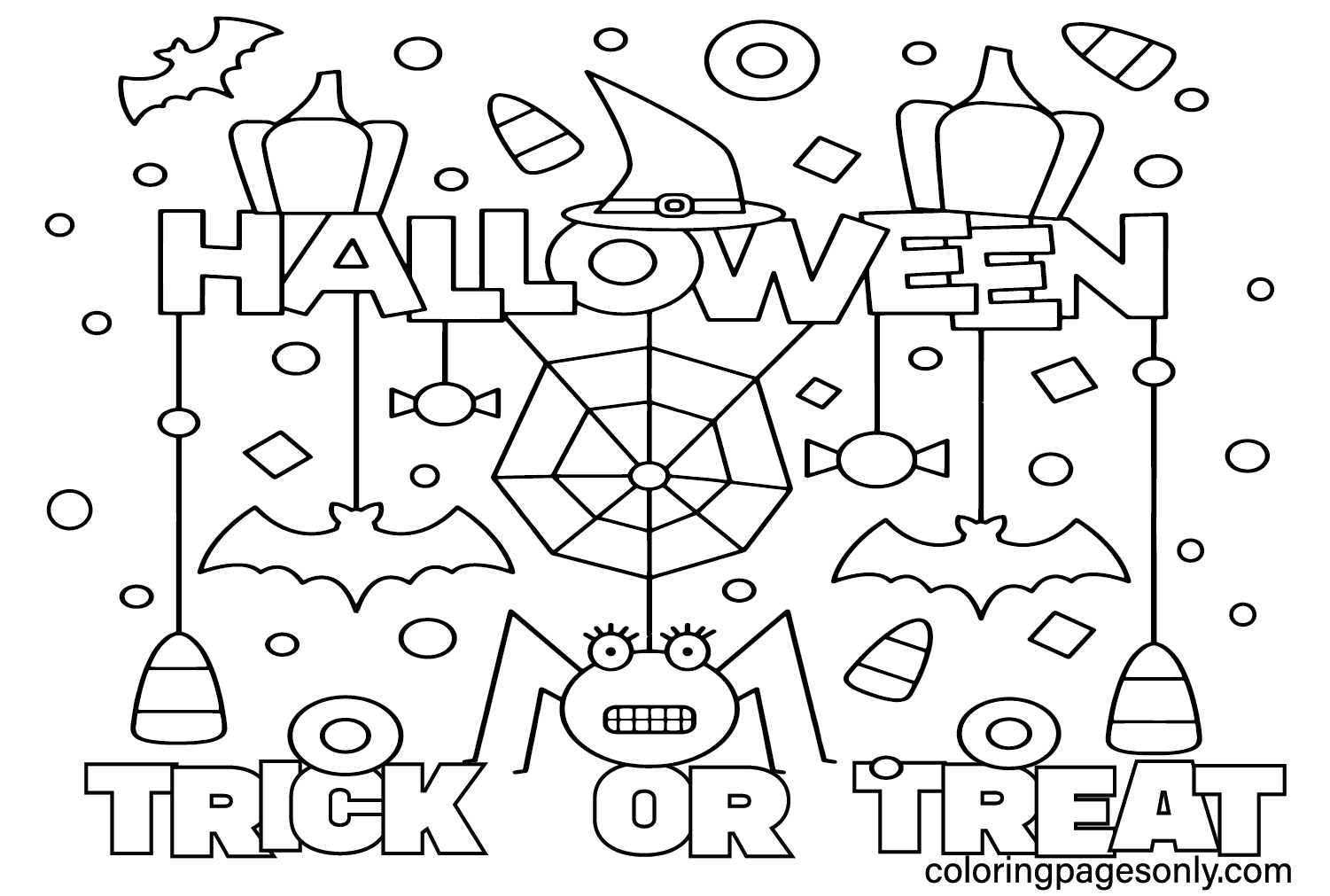 Trick or Treat Coloring Pages Free